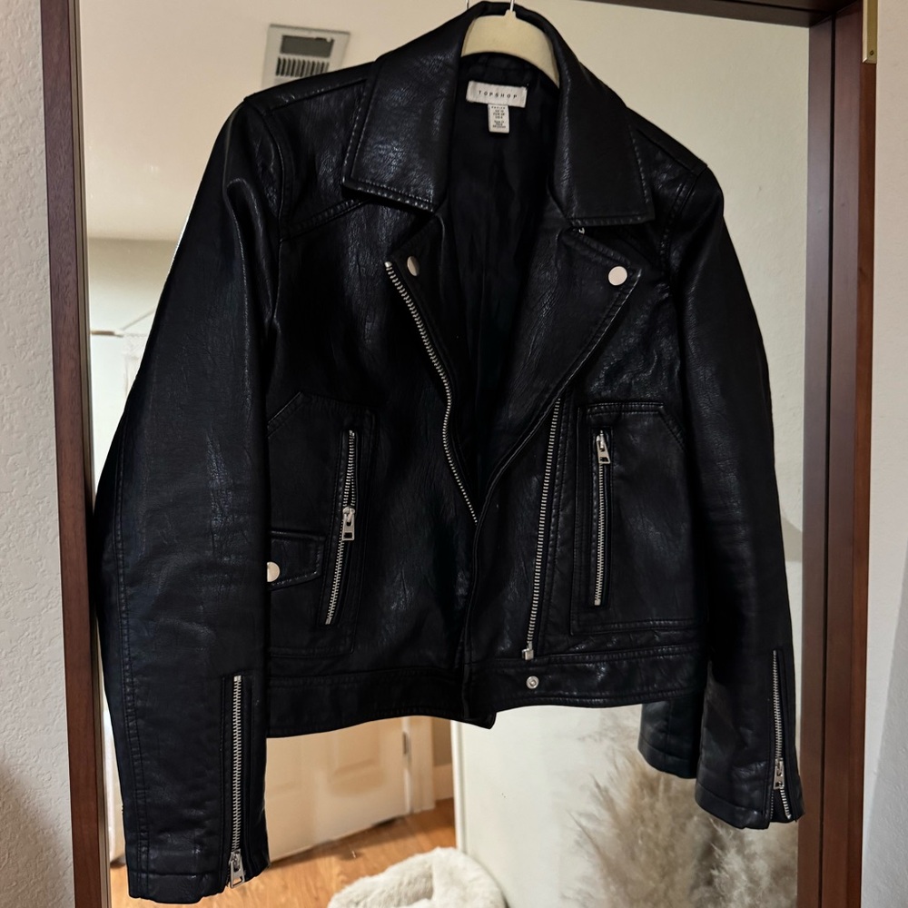 Topshop Black Faux Leather Jacket